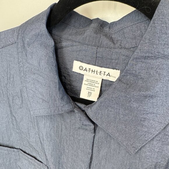 NWOT Athleta Lunar Shine Button Down Shirt in Dark Rinse - Picture 11 of 11